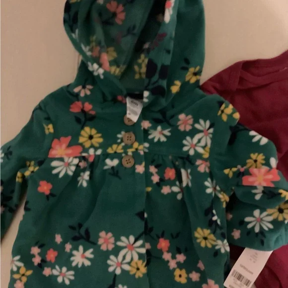 Carters 6 mo Floral Hooded Jacket w. Red Bodysuit & Jean NWT - Picture 7 of 7